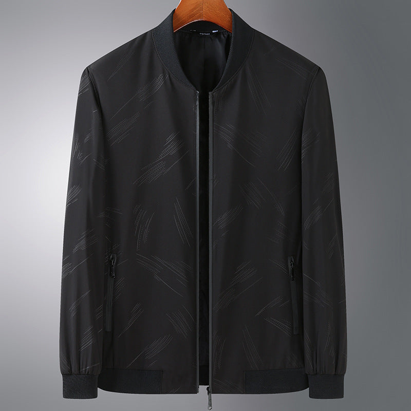 Men's Lightweight Bomber Jacket with subtle texture print, wind-resistant and zipper Chichicherry