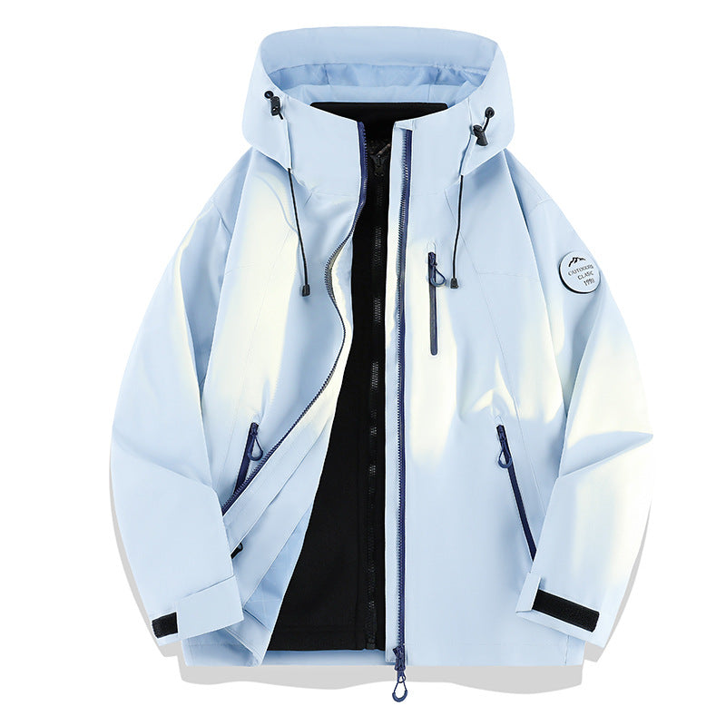 Women Lightweight Waterproof Hooded Jacket with Teddy Charm and Concealed Zipper Pockets Chichicherry