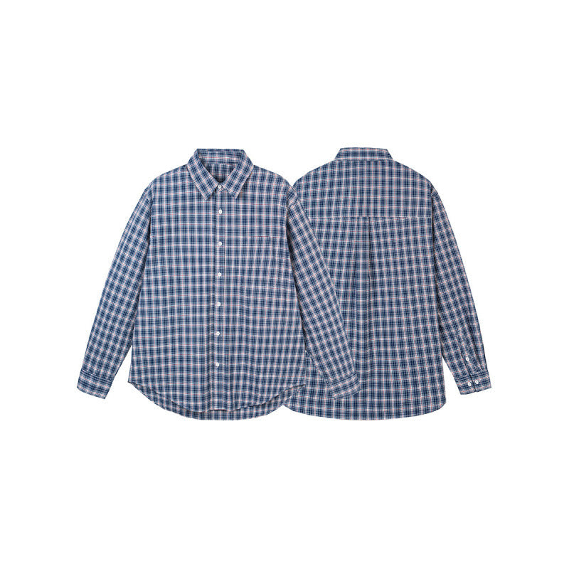Men's Casual Check Shirt in Overshirt Style with Button-Down Collar and Rounded Hem Chichicherry