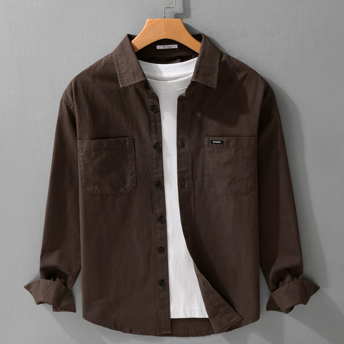 Men's cotton overshirt in shirt jacket style with applied chest pockets and relaxed fit Chichicherry