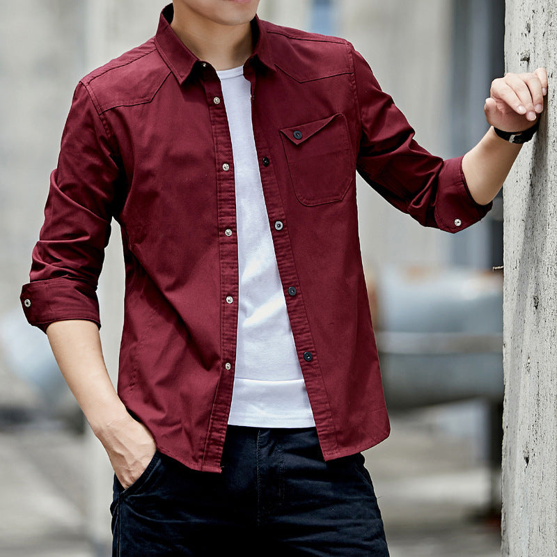 Men's cotton overshirt in worker style with chest flap pocket and shirt collar Chichicherry