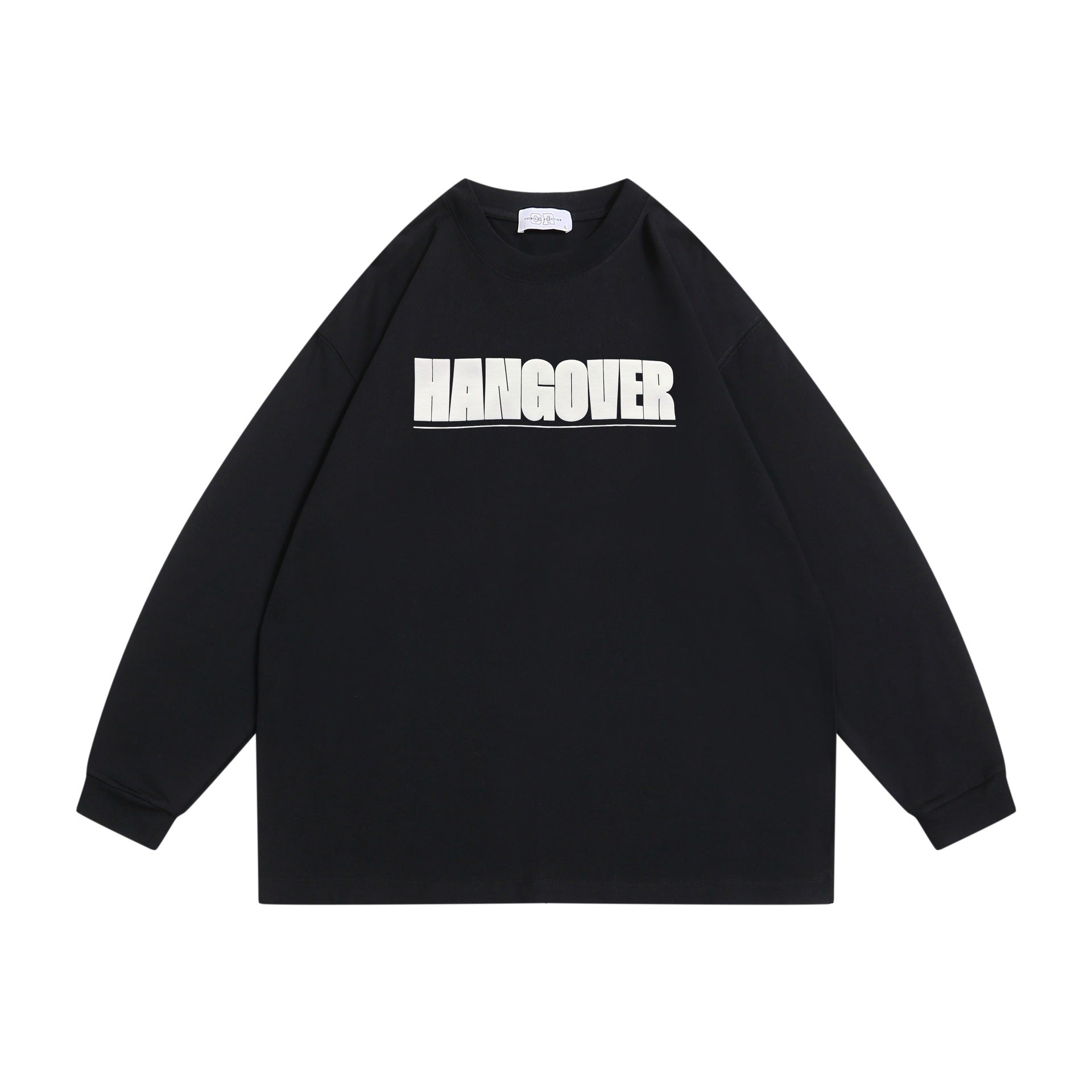 Unisex Oversize sweatshirt with distinctive typo print, ribbed round neck and extended sleeves Chichicherry