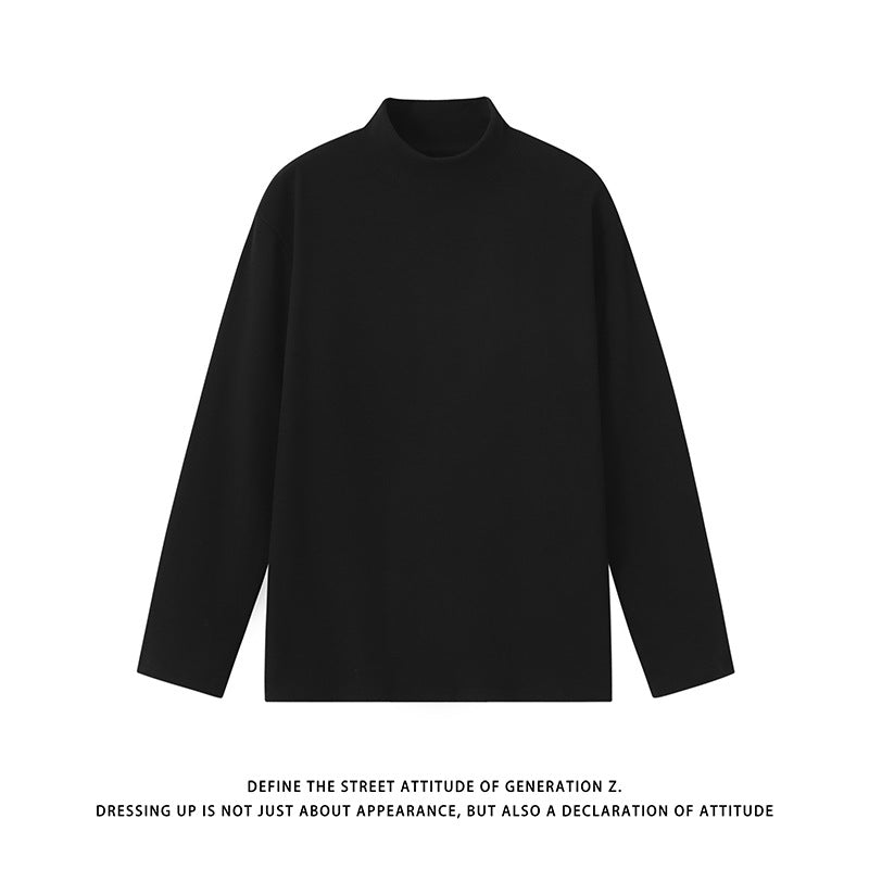 Unisex Minimalist Fine Knit Mock Neck Sweater in Oversized Relaxed Fit Chichicherry
