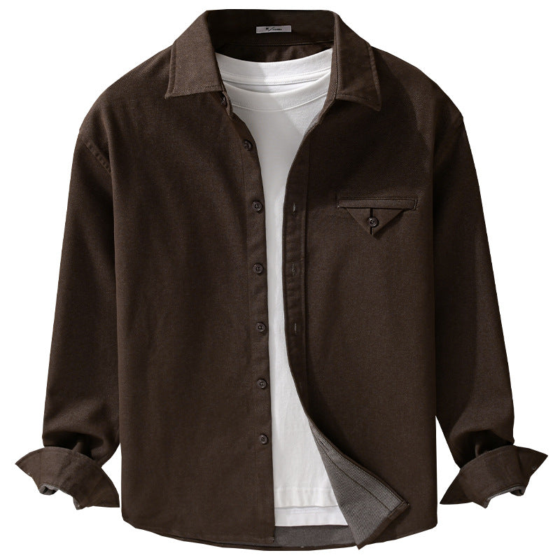 Men's Cotton Denim Overshirt with Flap Pocket and Relaxed Fit Chichicherry