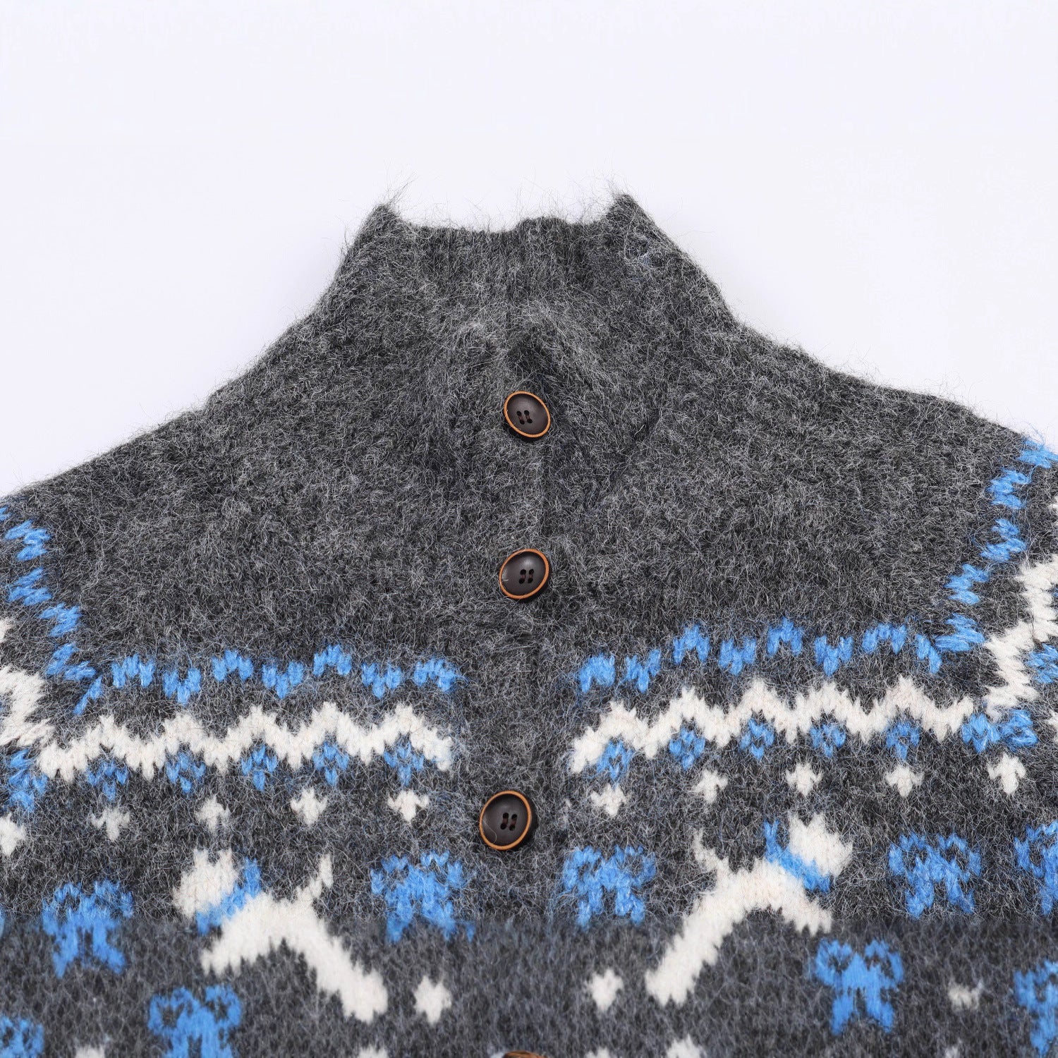 Women's knit cardigan with Norwegian pattern and high roll neck Chichicherry