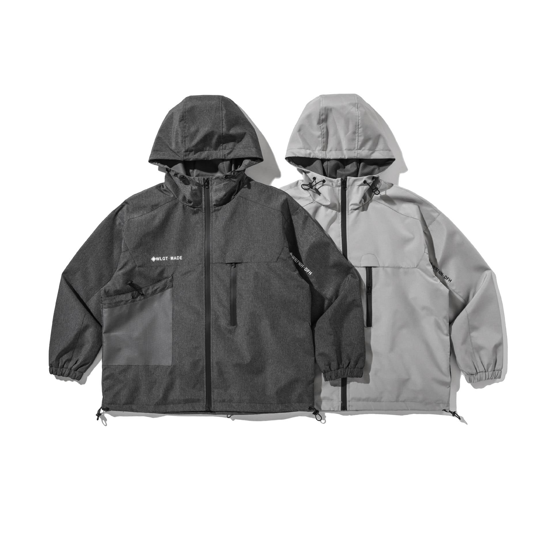 Unisex Technical Shell Jacket with Hood, Utility Pockets and Drawstring Chichicherry