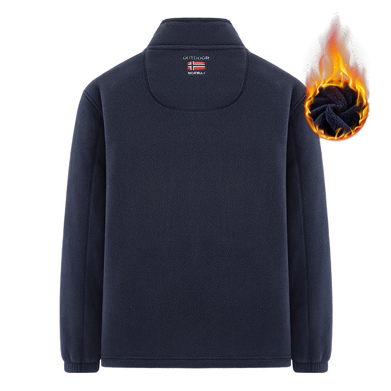 Men's Insulating Zip Fleece Jacket with High Collar and Soft Teddy Lining Chichicherry