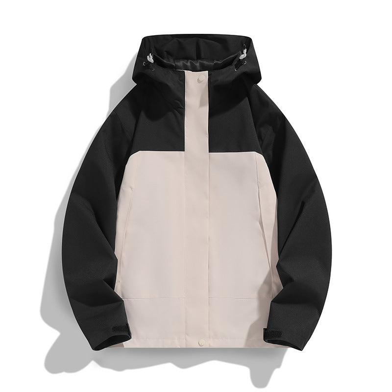 Men's Two-Tone Softshell Field Jacket with Hood, Windproof Outer Material and Minimalist Side Pockets Chichicherry