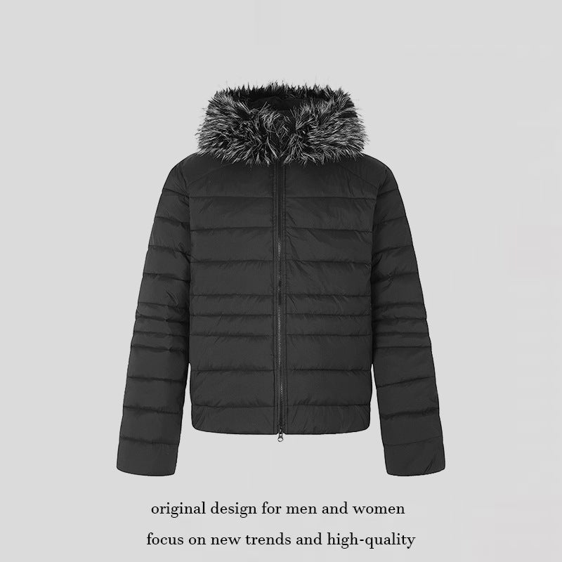 Women's quilted jacket with detachable faux fur hood, padded thermal filling and two-way zipper Chichicherry