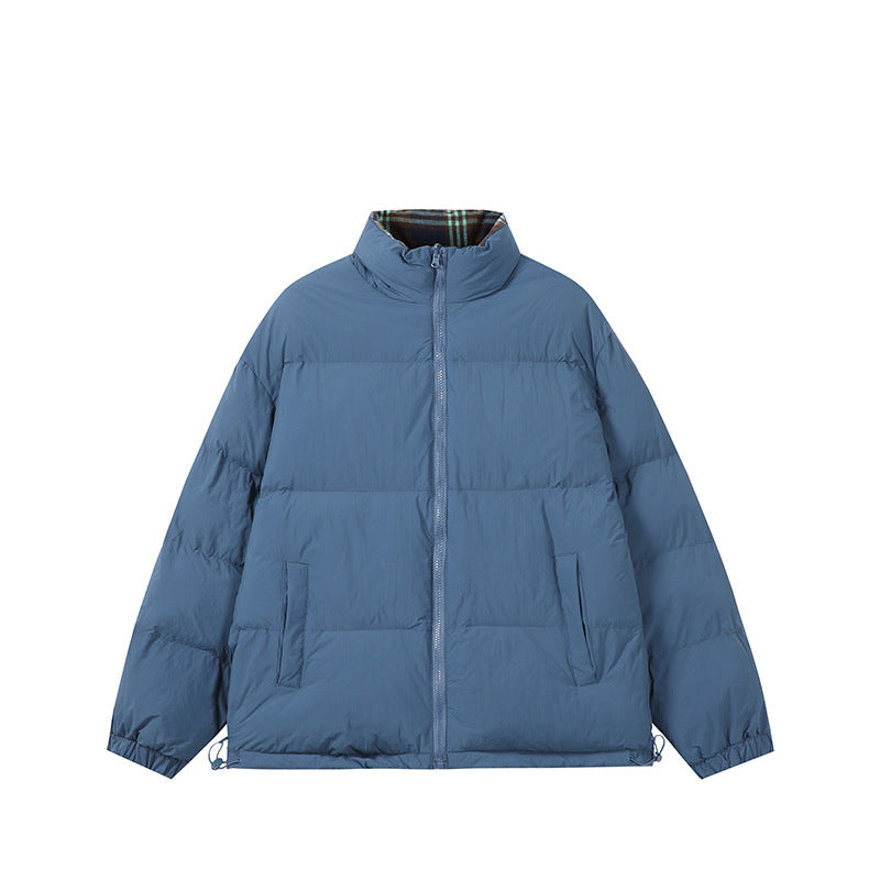Unisex Boxy-Short Parka with quilted insulation, drawstring hem and plaid lined collar Chichicherry