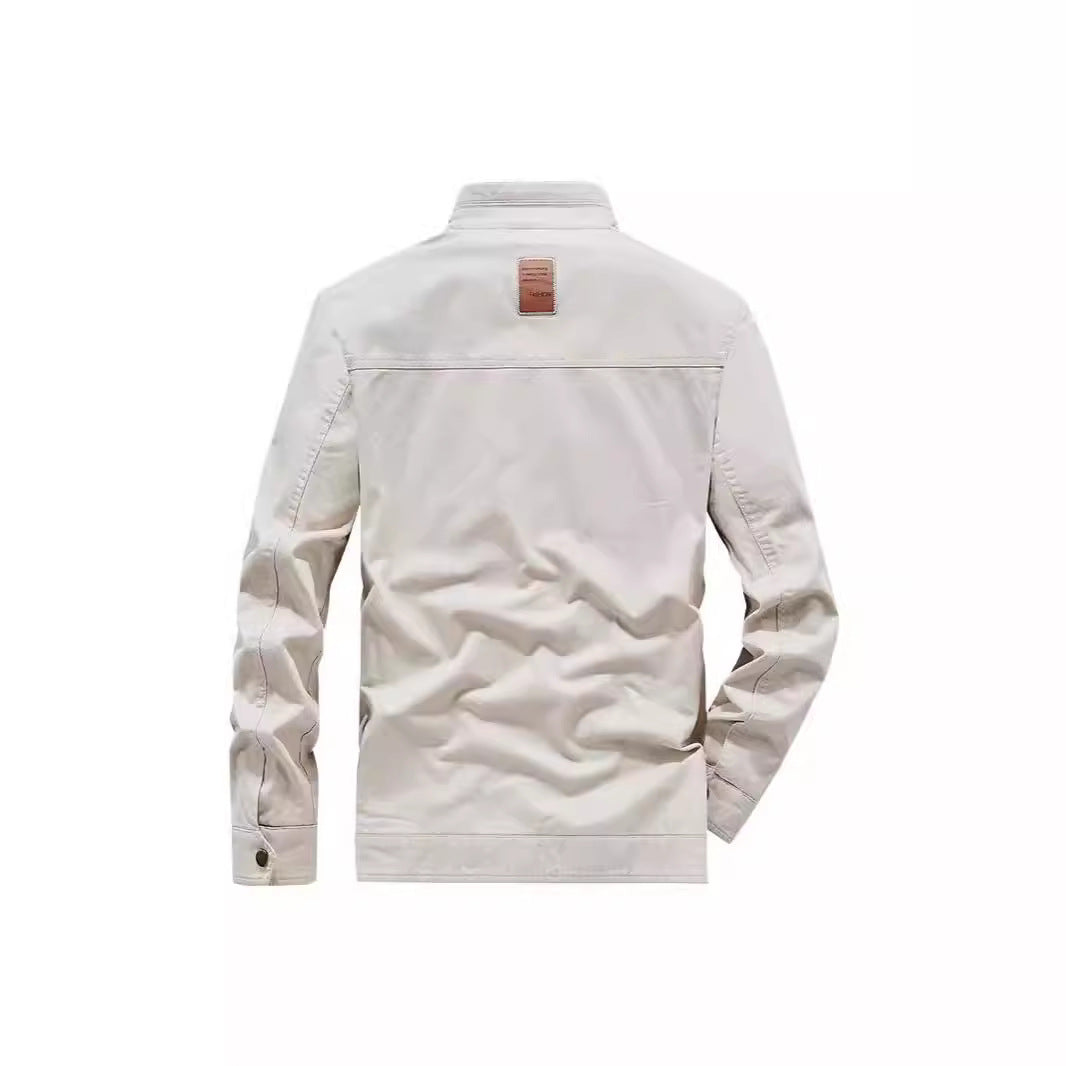 Men's Lightweight Transition Jacket with Stand Collar, Front Zipper and Inner Graphic Chichicherry