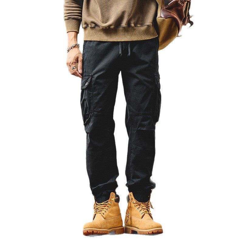 Men's Tapered Cargo Jogger Pants with Drawstring, Reinforced Knees, and Elastic Cuffs Chichicherry