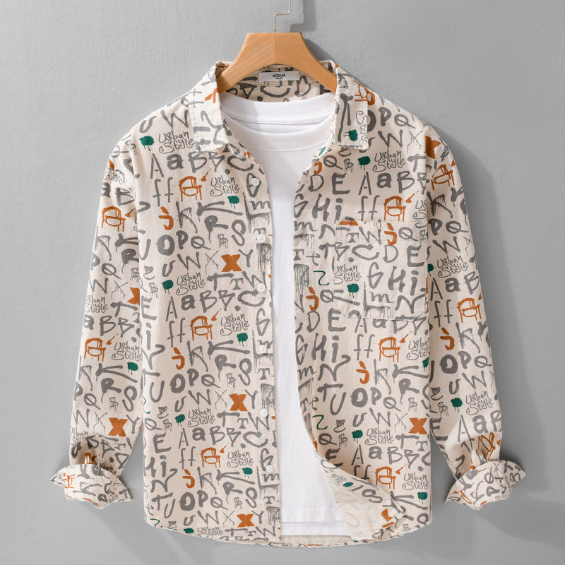 Men's overshirt in urban graffiti letter print made of cotton blend Chichicherry