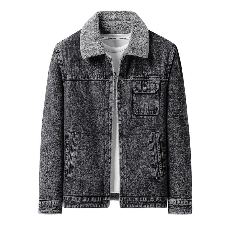 Men's Overshirt Jacket made of Denim with Teddy lining and Sherpa collar Chichicherry
