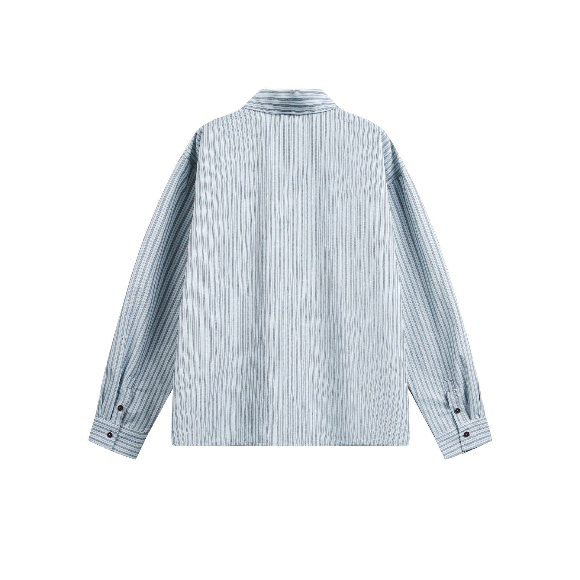 Men Striped Overshirt with Two-Way Zipper and Chest Pocket Chichicherry