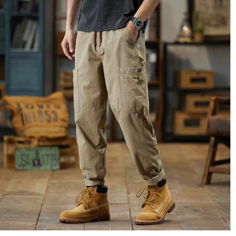 Men's cotton twill jogger pants in tapered fit with drawstring and rolled hem Chichicherry