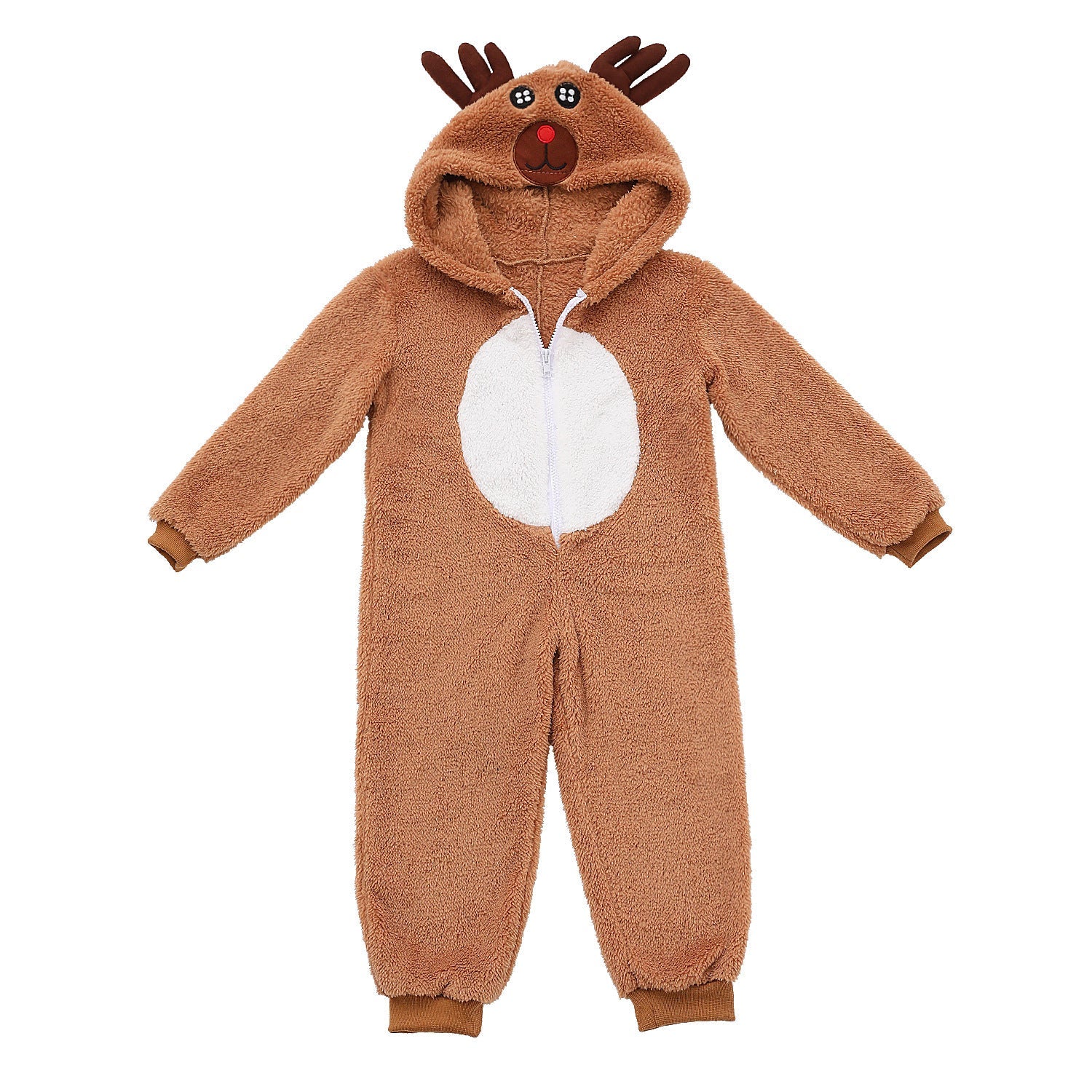 Girls Plush Reindeer Overall with Hood and Ears Chichicherry