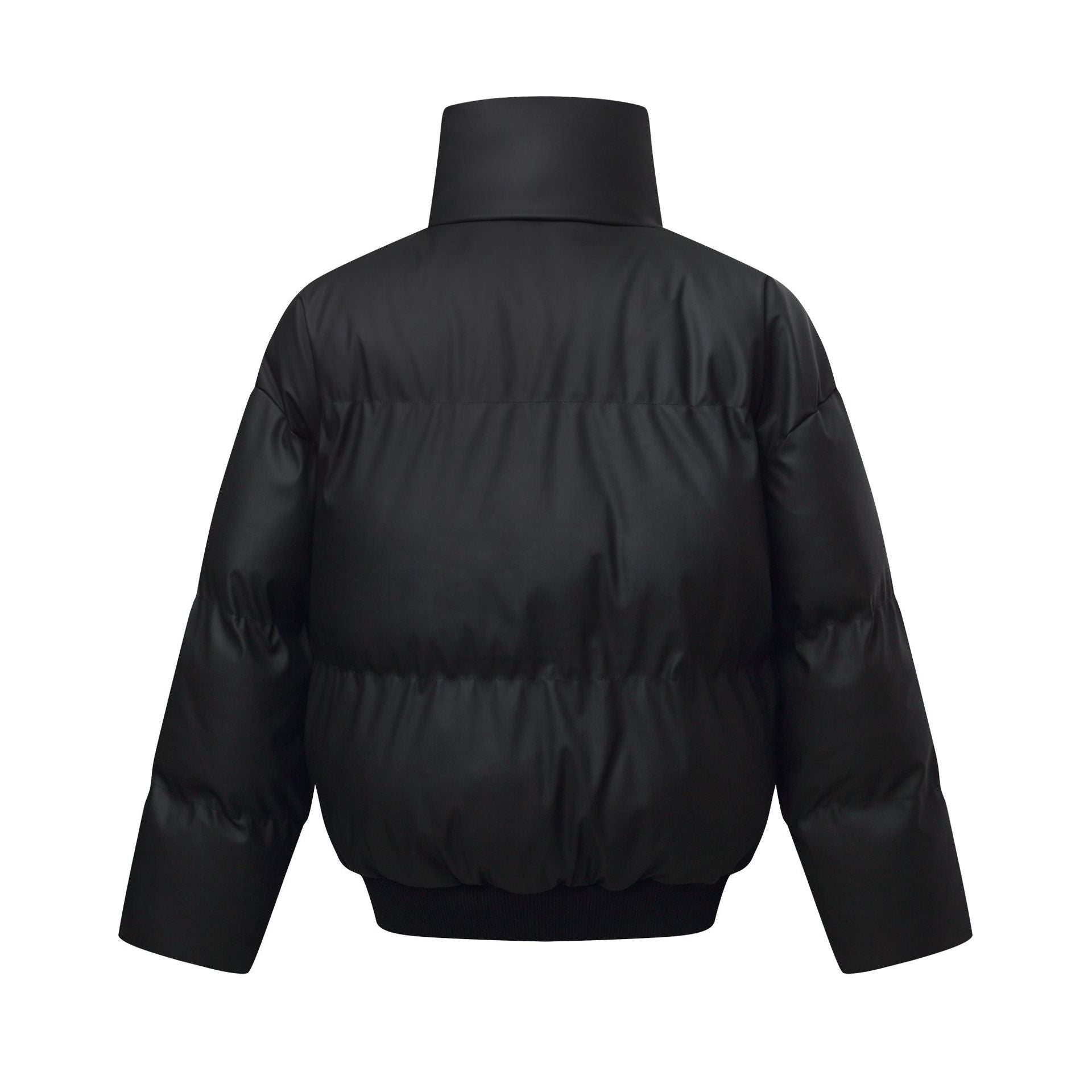 Women's Short Cut Quilted Winter Parka with High Stand Collar and Ribbed Hem Chichicherry