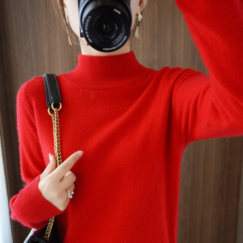 Women's mock neck pullover made of fluffy angora blend with a relaxed balloon sleeve silhouette Chichicherry