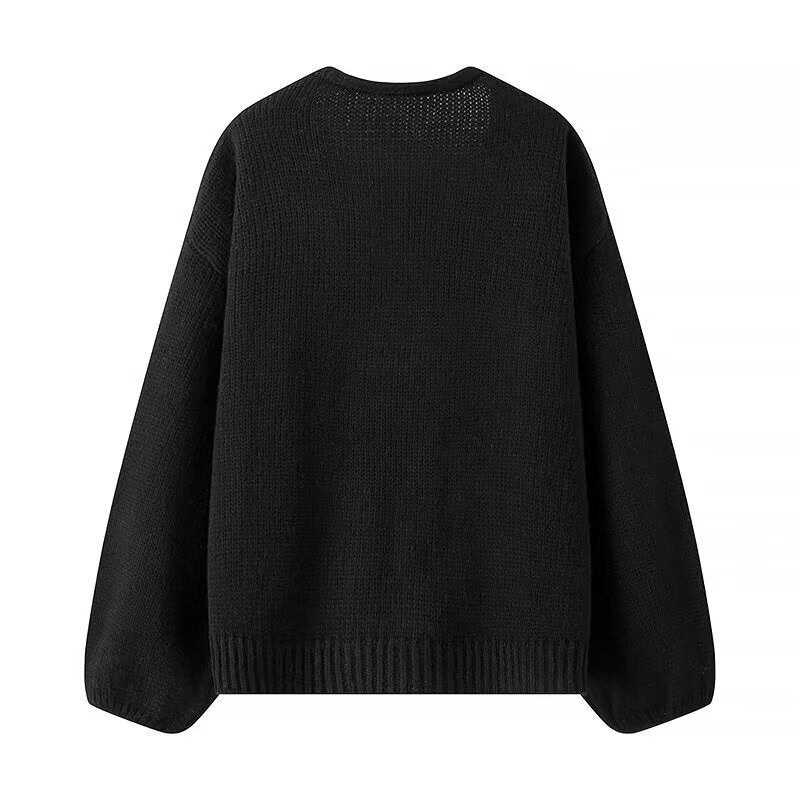 Women's knitted cardigan with V-neck and triple sequin bows Chichicherry
