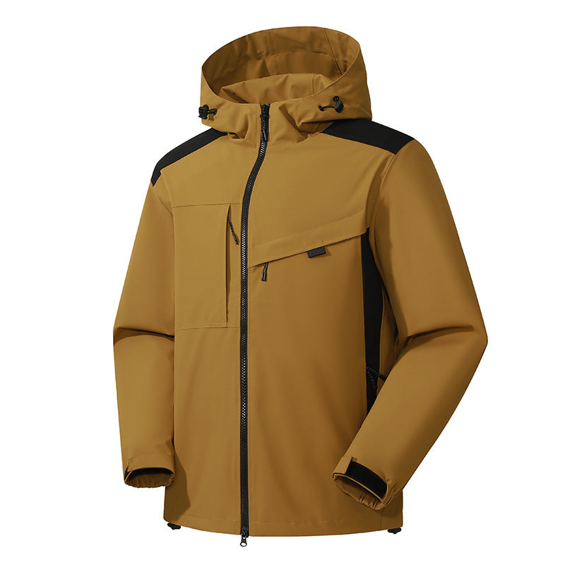 Men's Softshell Outdoor Jacket with Waterproof Membrane and Adjustable Hood Chichicherry