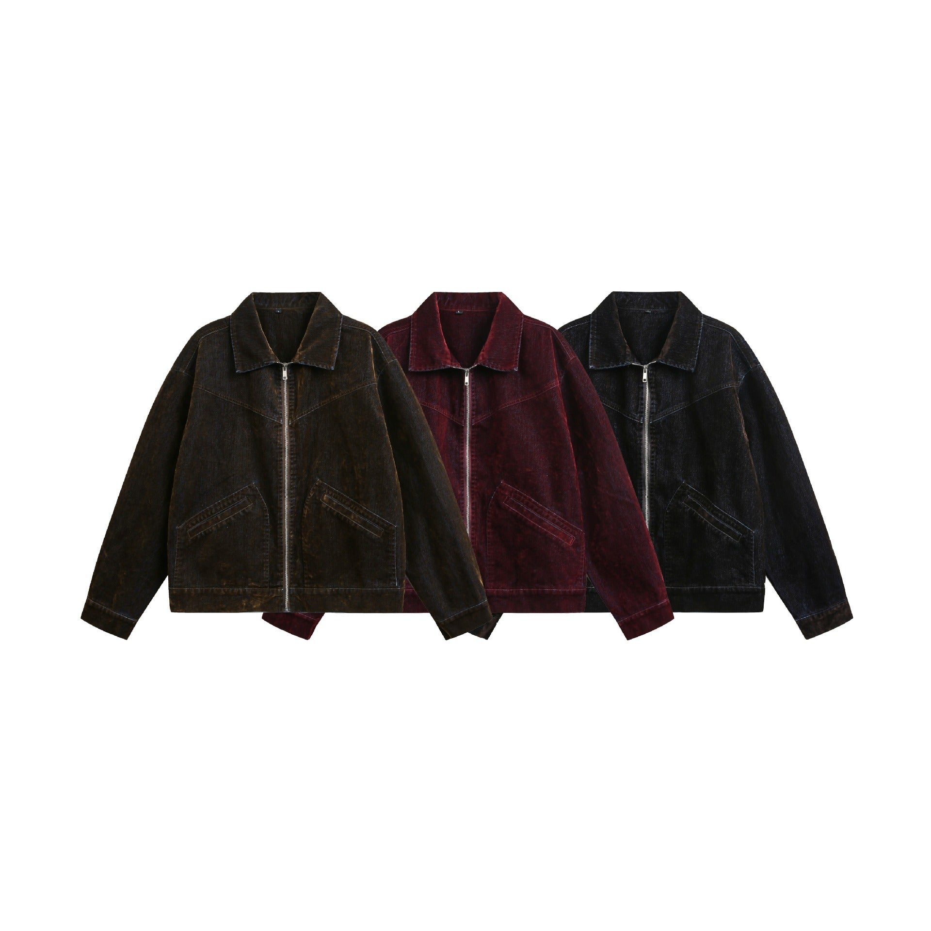 Unisex Boxy Blouson Jacket made of velours suede look with full zip and flap pockets Chichicherry
