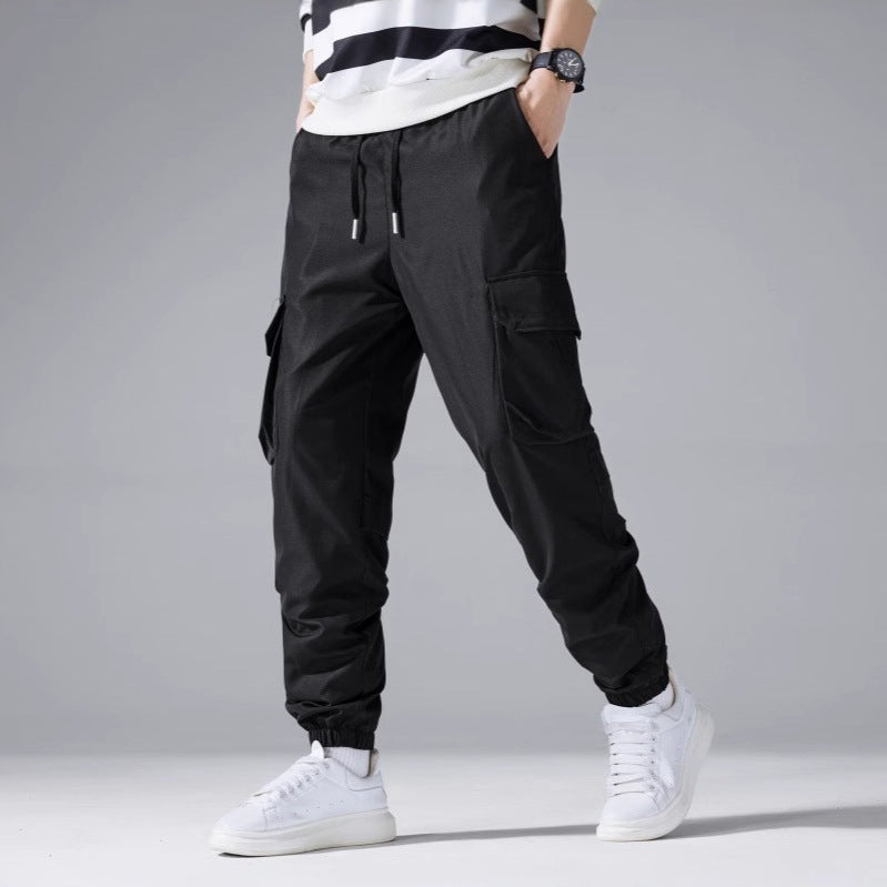 Men's Cargo Jogging Pants with Elastic Waistband, Drawstring & Multi-function Pockets Chichicherry