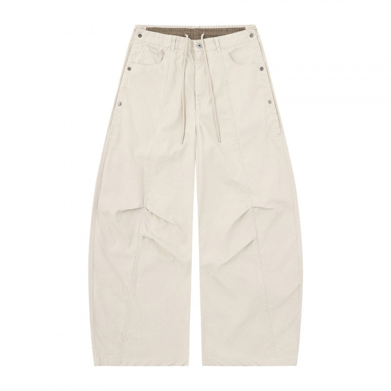 Unisex Wide Balloon Pants with Elastic Waistband, Drawstring, and Distinctive Seam Panels Chichicherry