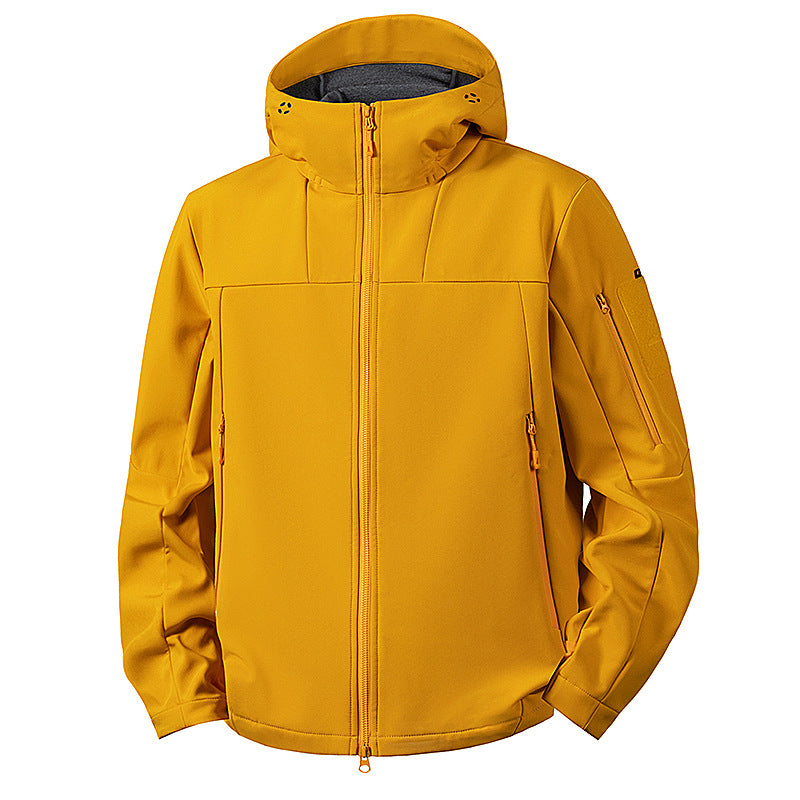 Men's wind and water-repellent softshell jacket with hood and tactical pockets Chichicherry