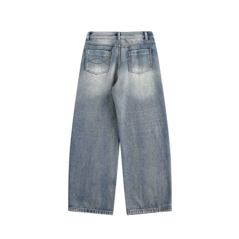 Women Highwaist Wide Jeans Pants in Vintage-Washed Look with Wide Leg Chichicherry