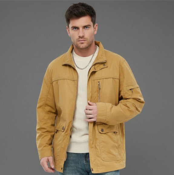 Men's lightweight outdoor utility jacket with standing collar Chichicherry
