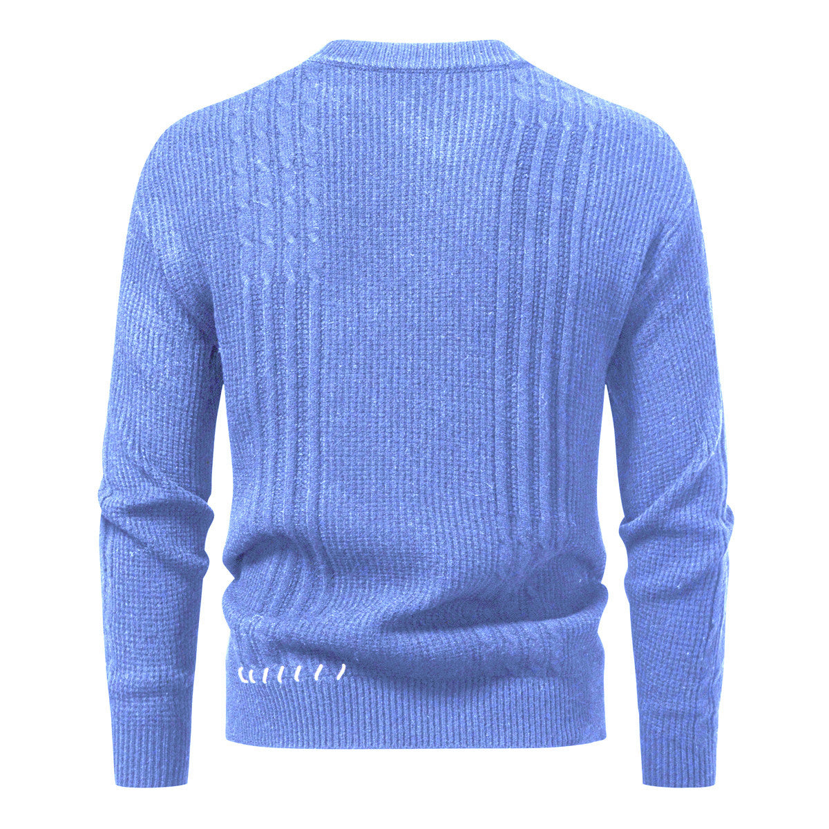 Men's Structured Ribbed Knit Pullover with Decorative Seams and Logo Patch Chichicherry