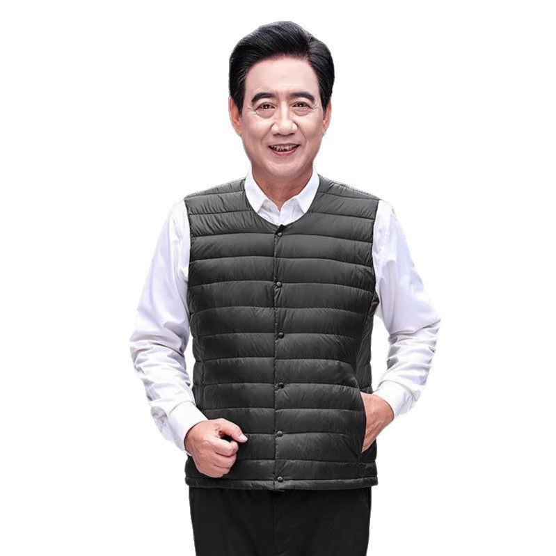 Men's Sleeveless Lightweight Thermal Quilted Vest with Round Neck and Pockets Chichicherry