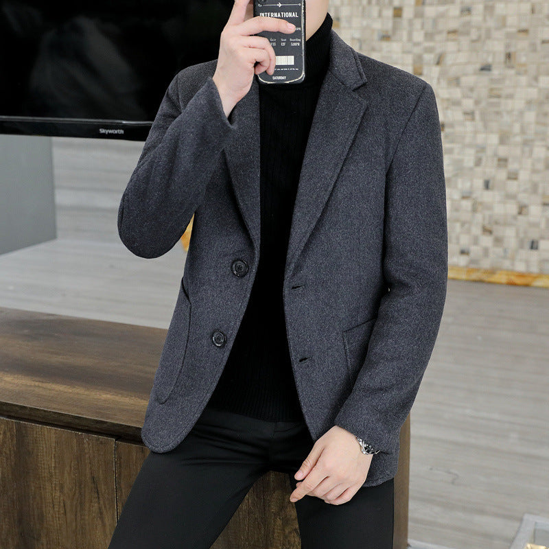 Men's Slim-Fit Wool Blend Blazer with Notch Lapel Chichicherry