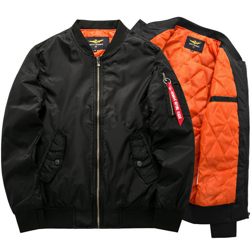 Men's pilot bomber jacket in aviator style with contrasting quilted lining and zippered sleeve pocket Chichicherry