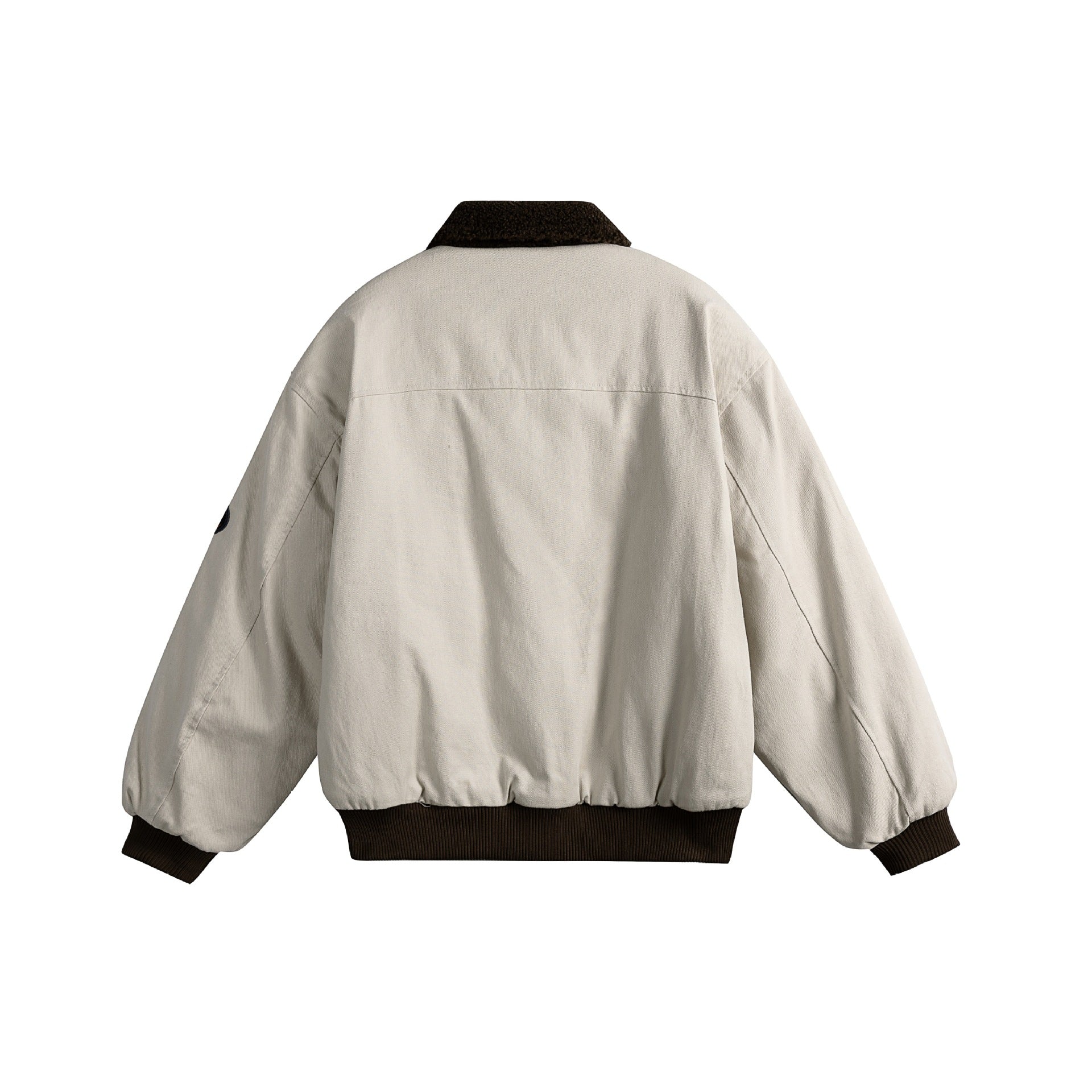 Unisex Boxy Bomber Jacket with Teddy Collar, Corduroy Look and Utility Pockets Chichicherry