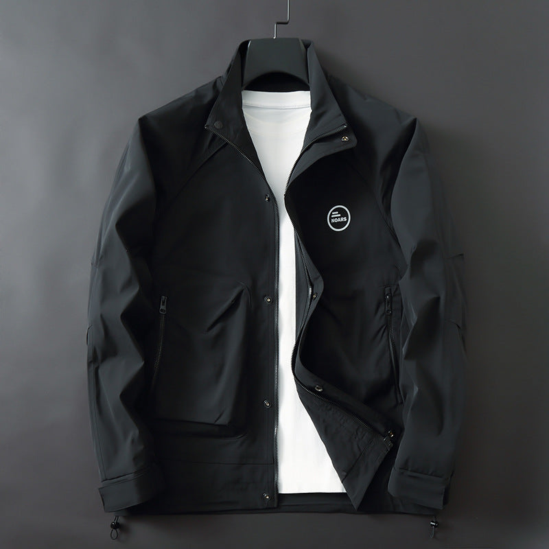 Men's Lightweight Technical Softshell Transition Jacket with Stand-up Collar and Concealed Zipper Placket Chichicherry