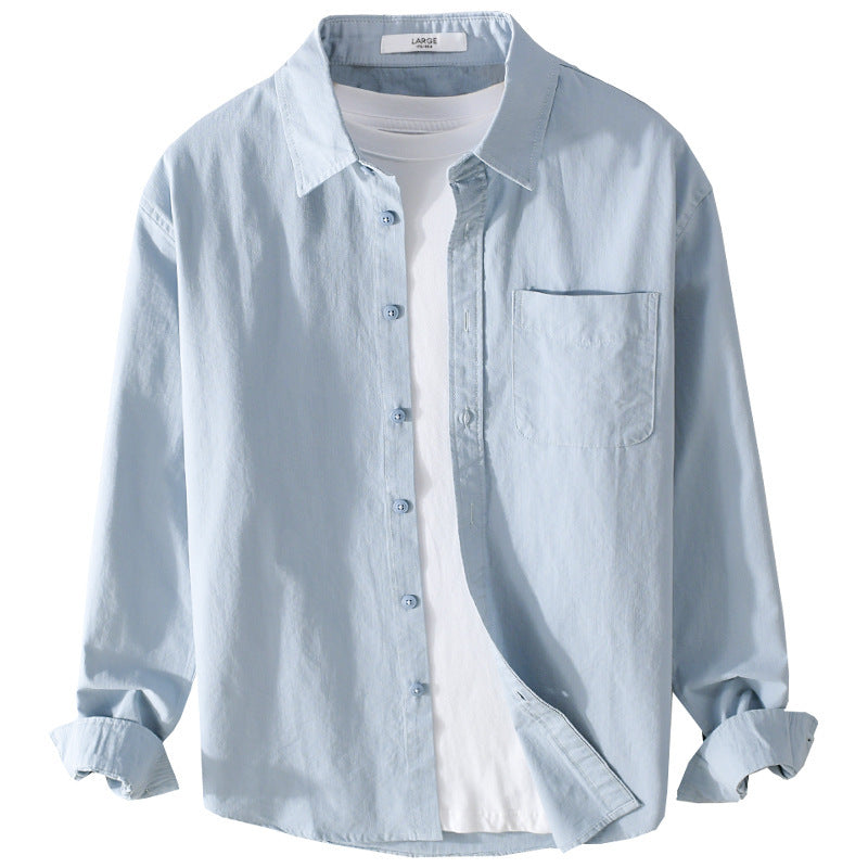 Men's Layered-Look Shirt Jacket made of Cotton Blend with Kent Collar and Chest Pocket Chichicherry