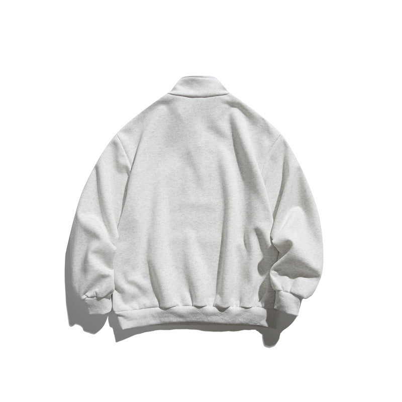 Unisex Oversize-Fleece-Halfzip-Sweatshirt with Stand-Up Collar and Kangaroo Pocket Chichicherry