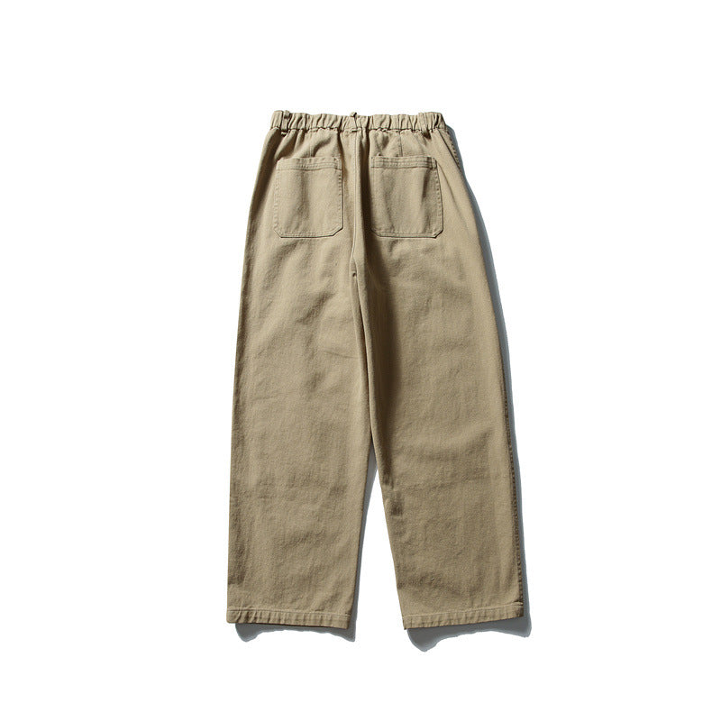 Men's loose Utility work trousers with applied patch pockets and elastic waistband Chichicherry