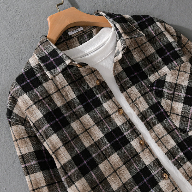 Men's Check Flannel Overshirt Chichicherry