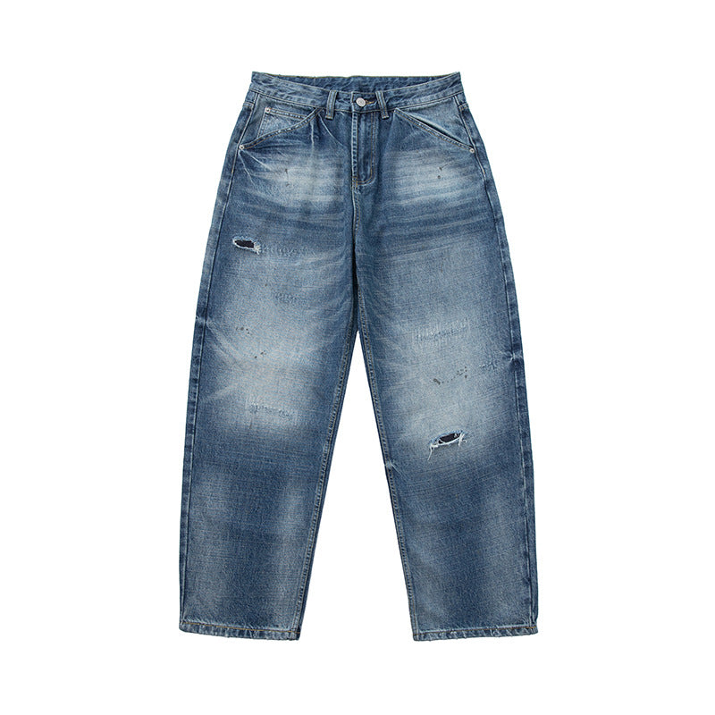 Women's loosely cut high-waisted jeans in a used look with frayed details and decorative seams Chichicherry