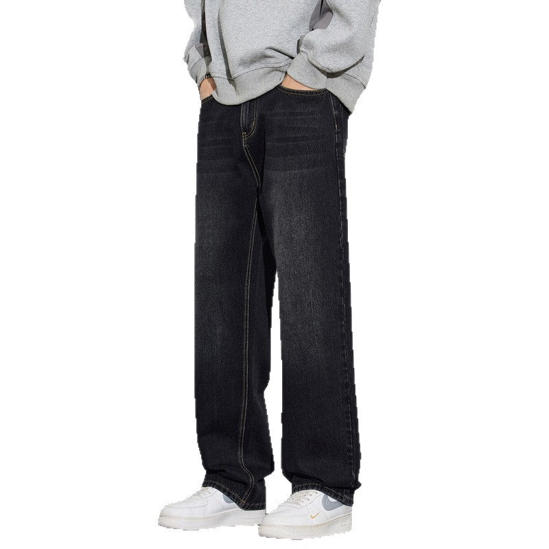 Men's Loose Denim Jeans in Vintage Look with Low Rise and Casual Fit Chichicherry
