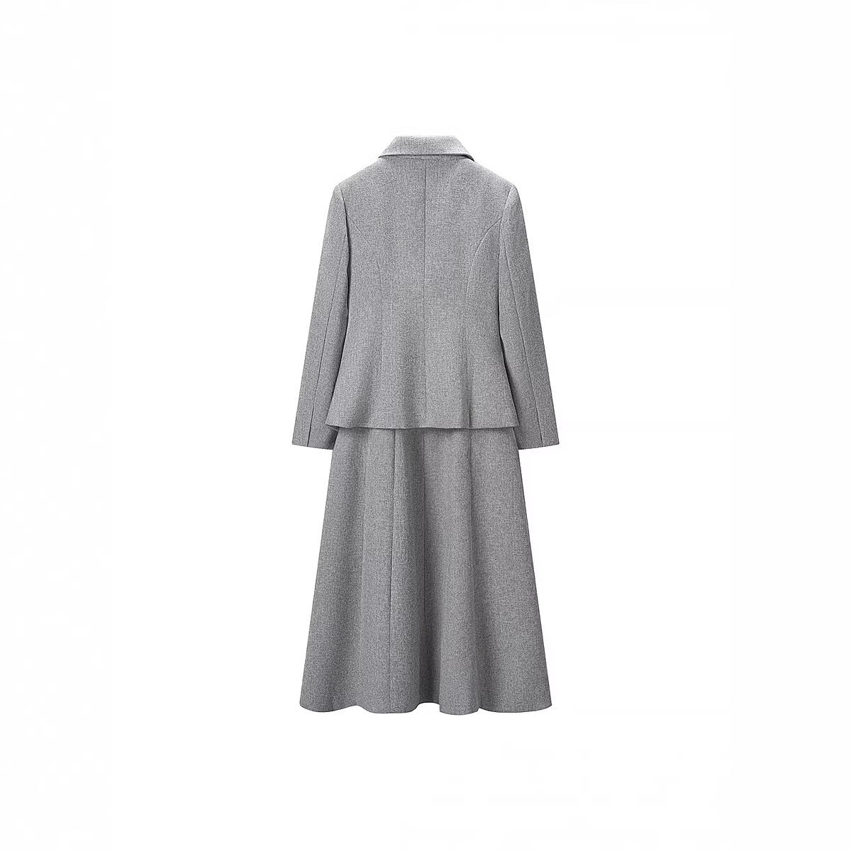 Women's Two-Piece Boucle Set Tailored Peplum Blazer and A-Line Midi Skirt Chichicherry