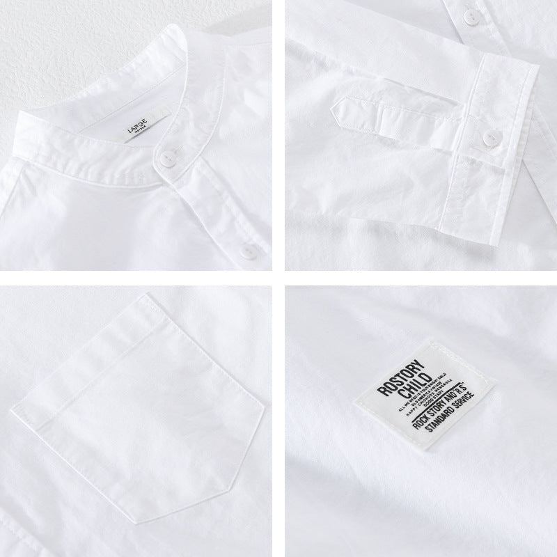 Men's Stand Collar Overshirt made of Cotton Blend with Chest Pocket and Relaxed Fit Chichicherry