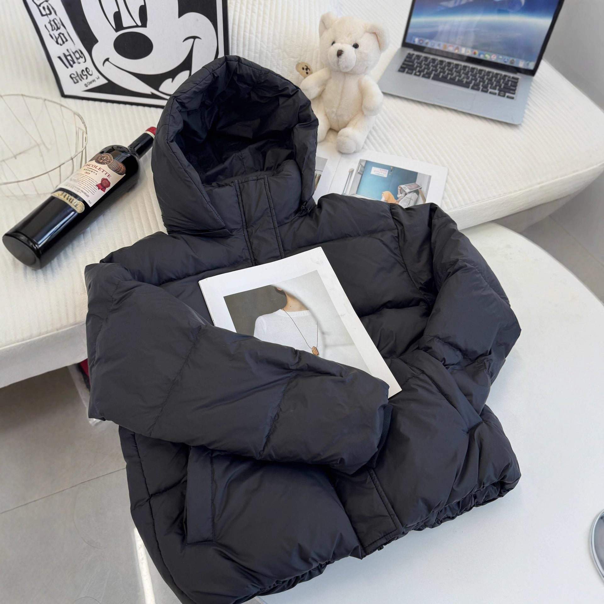 Women's Padded Hooded Quilted Jacket with High Collar and Oversized Silhouette Chichicherry