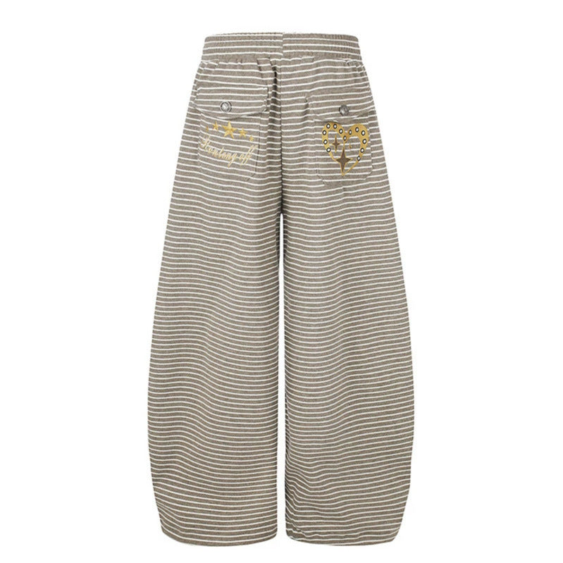 Women's Wide Palazzo Culotte Sweatpants with Drawstring Waistband and Decorative Button Placket Chichicherry
