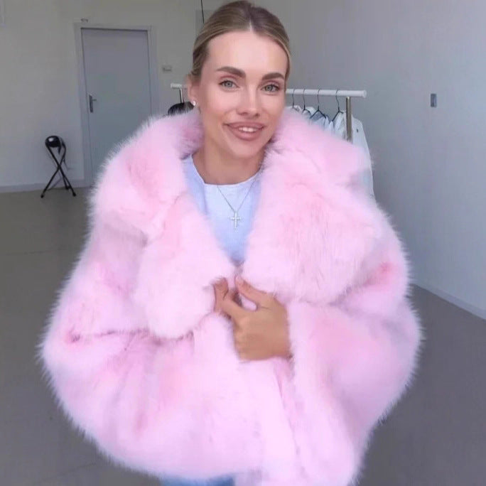 Women Cropped Faux Fur Bomber with Voluminous High Pile Chichicherry