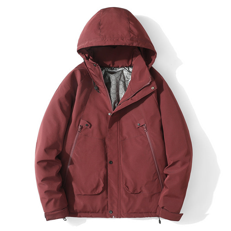 Men's Lightweight Hooded Jacket made of Softshell with Thermal Lining and Minimalist Zip Pockets Chichicherry