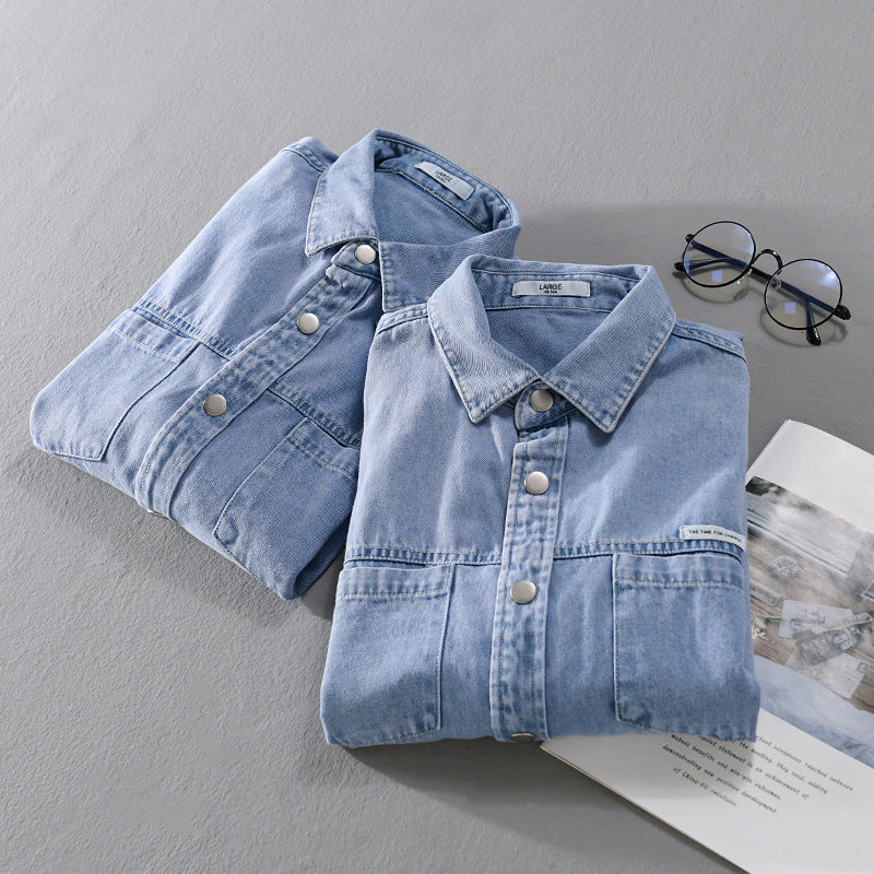 Men's jeans worker overshirt in shirt jacket style with chest pockets Chichicherry